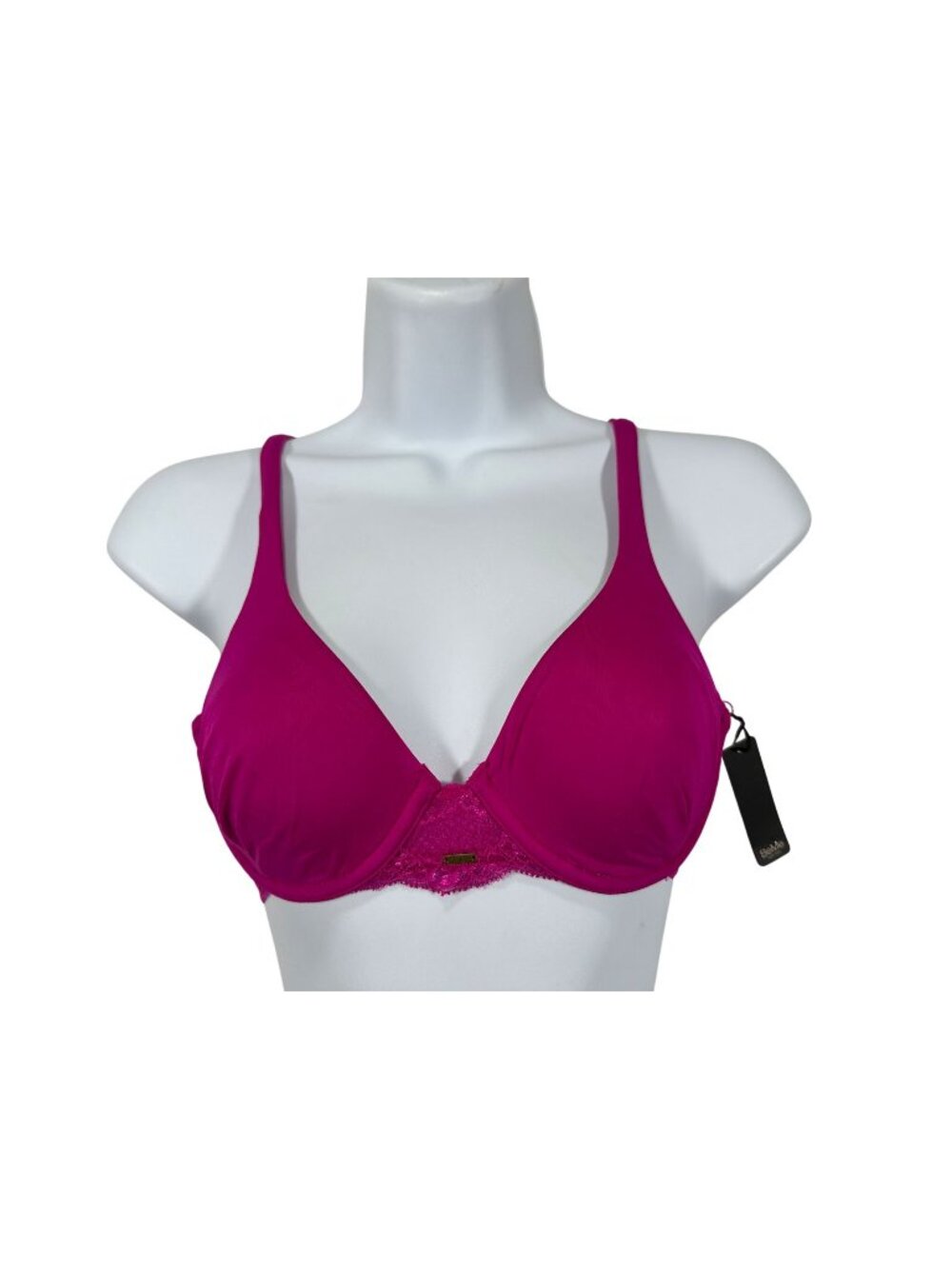 BeMe New York Womens Push-Up Demi Lace Bra 34A Adjustable Straps Vibrant Pink